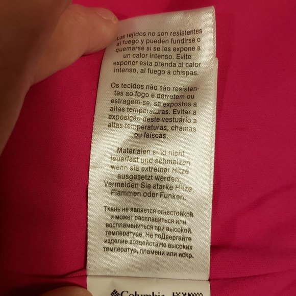 Columbia Girl's Pink Blue Grey Camo Print White Polka Dot Hooded Fleece Jacket L - Picture 5 of 12